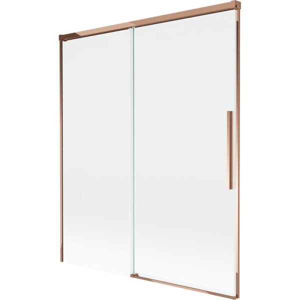 MEXEN/S - Rox vanová zástěna 2-křídlová posuvná 140 x 150, transparent, růžové zlato 8C9-140-001-60-00