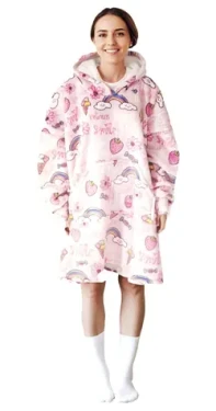 Cozy Noxxiez CH373 Sladkosti potisk - hřejivá televizní mikinová deka s kapucí pro teenagery a dospělé (20-CH373)