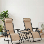 Sada 2 polohovacích zahradních židlí se stolem - béžová