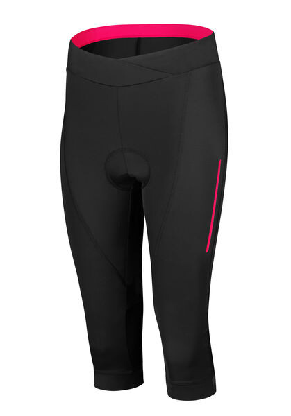 Dámské cyklistické kraťasy ETAPE SARA 2.0 3/4 s vložkou, černá/růžová (protiskluzové silikonové zakončení nohavic Fit+™, velikost L)