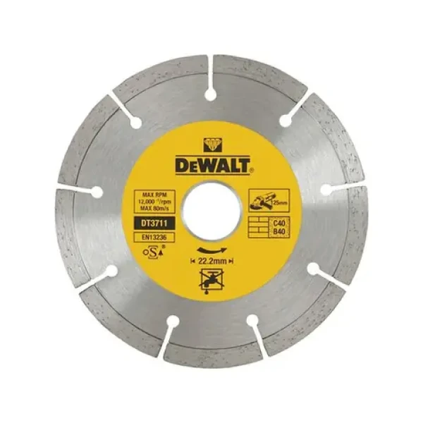 DT3711 Diamantový kotouč ze slinutých karbidů 125x22,2 mm na suché řezání betonu a cihel DeWALT DT3711