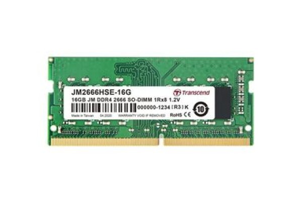 Transcend JetRam 16GB (1x16GB) 2666MHz / SODIMM / DDR4 / CL19 / 1.2V / 1Rx8 (JM2666HSE-16G)