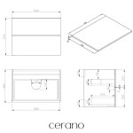 CERANO - Koupelnová skříňka Velora - dub medový, úchytka zlatá + deska pod umyvadlo Navira Slim - 18 mm - 70x54,8x46,5 CER-664840