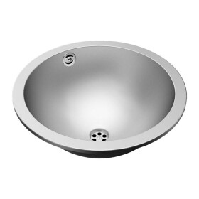 SANELA - Nerezová umyvadla Umyvadlo zápustné, průměr 37 cm, bez otvoru pro baterii, matná nerez SLUN 44X
