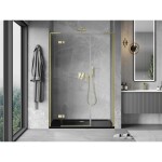 MEXEN/S - Mist-H L sprchové dveře křídlové levé 145, transparent, zlatá kartáčovaná 8A5L-145-001-55-00-L