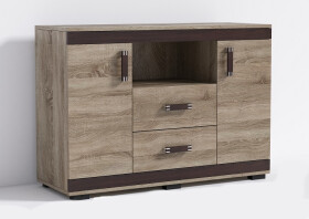 Komoda P15 120cm Barva korpusu: Bílá, Lišta: Trufla, Barva dvířek: Lancelot