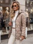 Dámská prošívaná bunda s odnímatelnou kapucí, béžová, FashionStreet TY5793 M