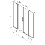 MEXEN/S - Velar L Duo dvoukřídlá posuvná vanová zástěna 200 x 150, transparent, růžové zlato 896-200-003-02-60