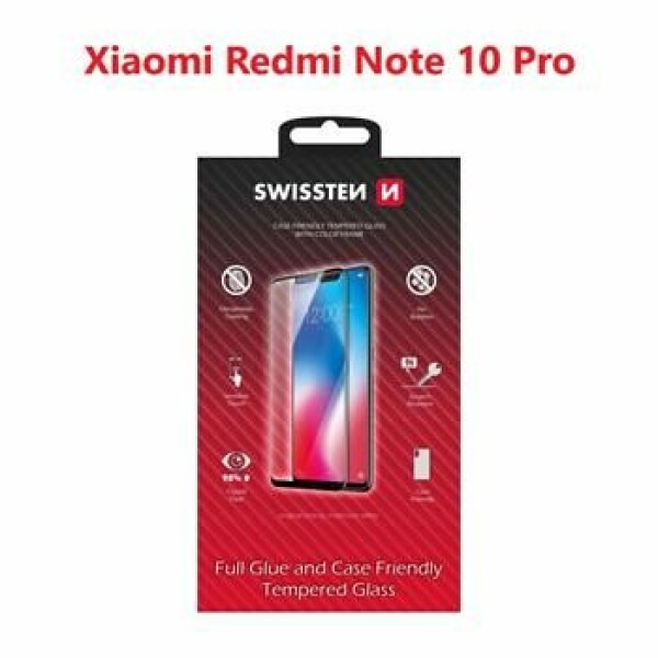 SWISSTEN FULL GLUE COLOR FRAME CASE FRIENDLY sklo pro XIAOMI REDMI NOTE 10 PRO černá (54501807)