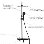 Erga Oslo, sprchová souprava s pákovou baterií, policí a dešťovou hlavicí 30x30 cm, černá matná, ERG-YKA-BP.OSLO-30-BLK