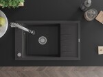 MEXEN/S - Elias granitový dřez 1 s odkapávačem včetně baterie Elia, černá kropenatá 6511-76-670101-00