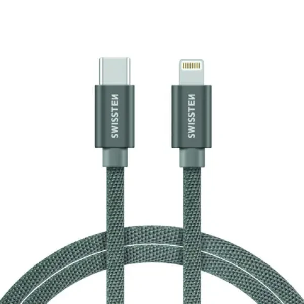 SWISSTEN TEXTILE datový kabel USB-C - LIGHTNING 2m stříbrná (71529202)