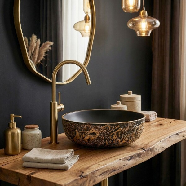 REA - Umyvadlo na desku Babilon Gold REA-U5418