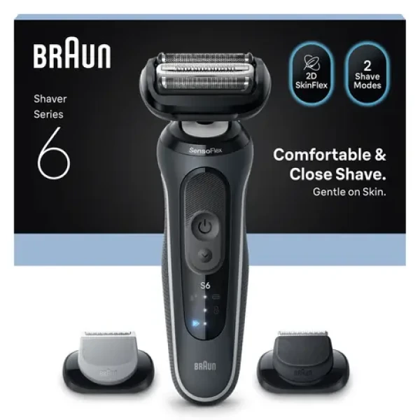 Braun Series 6 62-G1650s černá / Planžetový holicí strojek / 60 min provoz / voděodolný / rychlonabíjení (8700216645362)