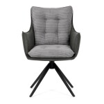 Židle jídelní, šedá látka, 360° vratný mechanismus, černý kov