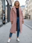 Dámský zimní kabát chlupáč dlouhý NY0751z růžový - FashionStreet S