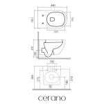 CERANO - Kompletní WC set Profi/Cesso - černá lesklá - WC tlačítko Duo/Chrom - pro zazdění - 49x36 CER-8050BD84226