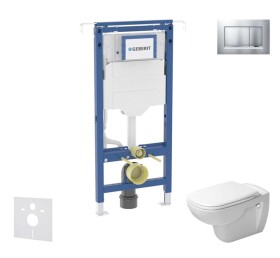 GEBERIT - Duofix Set předstěnové instalace, klozetu a sedátka Duravit D-Code, tlačítka Sigma20, Rimless, SoftClose, matný chrom/chrom SANI11CP2101