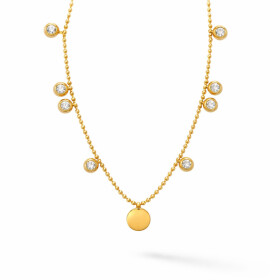 Náhrdelník se zirkony Madeleine - chirurgická ocel, Zlatá 40 cm + 5 cm (prodloužení)