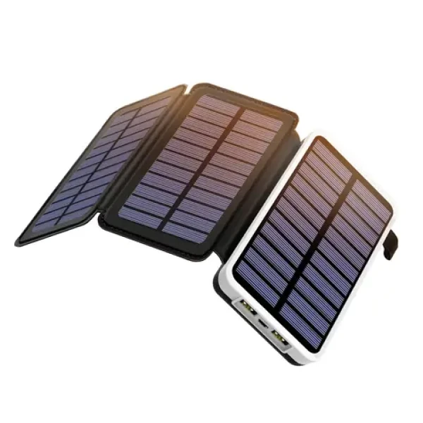 OUTXE EP300 Solární dobíječ | Powerbanka 10000mAh bílá / 5V / 1A|2.4A / 2x USB / Solární panel 3W|660mA (8596311084164)