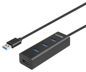 Unitek USB Hub 4 porty černá / USB hub / 4x USB-A / 5 Gbps / aktivní, napájení USB-C (Y-3089V01)