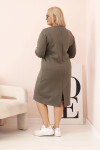 Dámská sukni Plus Size máslová s výstřihem do V a rukávem khaki UNI