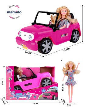 Mamido Panenka s autíčkem růžová, blondýna MT1248