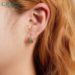 Stříbrné květinové náušnice Lian, stříbro 925/1000, Zelená