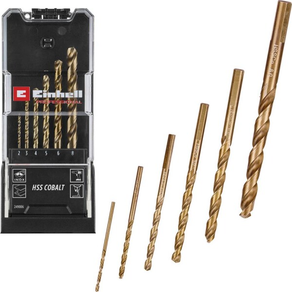 Einhell 249006 HSS-Co sada spirálových vrtáku do kovu 2 mm, 3 mm, 4 mm, 5 mm, 6 mm, 8 mm 1 sada