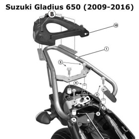 Nosič zadního kufru Monolock Suzuki Sfv650 Gladius 2009-2016