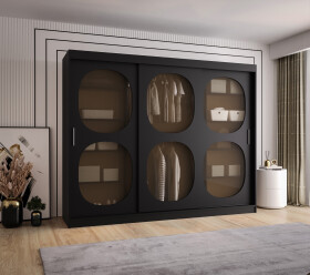 Šatní skříň Abi Bahrajn 2 Rozměry: 250 cm, Barva korpusu + barva dveří: Černá + Černá