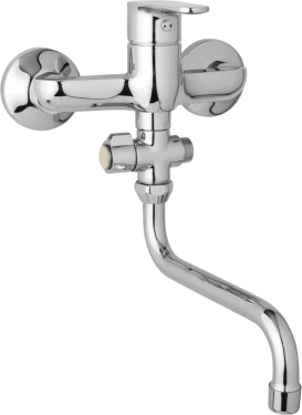 JB Sanitary Nástěnná umyvadlová a sprchová baterie TIRA, rozteč 150 mm, otočný přepínač, bez příslušenství, trubkové ramínko 200 mm D10 37 30