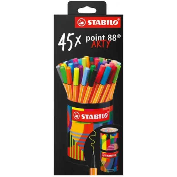 STABILO® point 88 - ARTY - 45 ks plechová dóza - 45 různých barev (88/45-2-20)