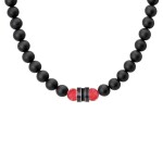 Pánský náhrdelník Achille - 8 mm červený jaspis, onyx, Červená 60 cm