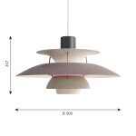 Louis Poulsen Závěsná lampa PH 5 Hues of Grey, šedá barva, kov