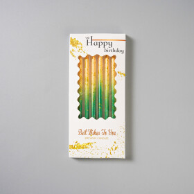 Dortové svíčky zeleno-žlutá se zlatem 6ks