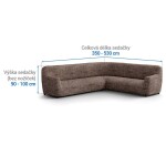 Bielastické potahy VITTORIA hnědá rohová sedačka (š. 350 - 530 cm)