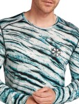 Pánské merino tričko s dlouhým rukávem ICEBREAKER Mens 200 Oasis LS Crewe POW AOP, Snow Aop velikost: L