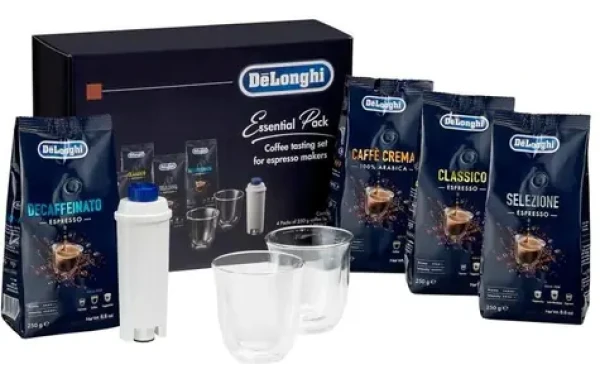 DeLonghi DLSC317 / Sada kávy a příslušenství / 4× 250 g zrnková káva / 2 šálky na cappuccino / vodní filtr (100002201968)
