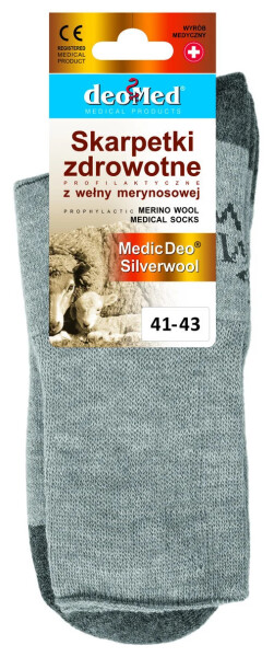 Zdravotní hrubší ponožky MEDIC DEO SILVERWOOL - DEOMED šedá 41/43