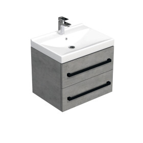 Koupelnová skříňka s černou úchytkou a umyvadlem SAT Cube Way 60x53x46 cm beton mat CUBE46C602BEVER CUBE46C602BEVER