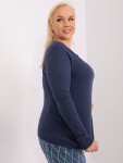 Námořnicky modrý klasický plus size svetr kulatým výstřihem