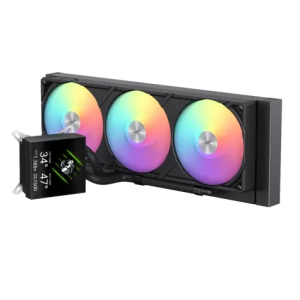 Gamemax Glacier 360 LCD černá / Vodní chladič CPU / AIO / 3x 120 mm / LCD displej (GLACIER 360 LCD BK)
