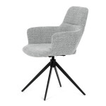 Židle jídelní, šedá látka, 360° vratný mechanismus, černý kov