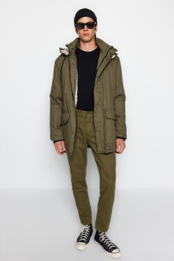 Zimní kabát Trendyol Khaki Regular Fit Gabardine Parka