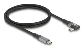 DeLock USB4 Thunderbolt 4 černá / Kabel / USB-C rovný - USB-C lomený / 40 Gbps / PD 240 W / 1 m (81131)