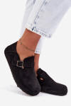 Dámské semišové ekologické polobotky s přezkou Černé Ismora 39