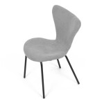 Židle jídelní, stříbrná látka, nohy černý kov