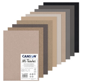 Canson Mi-Teintes listy A4 sada 10 archů 160g, šedé tóny