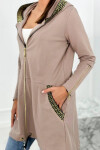 Dámská delší mikina s ozdobnou stuhou 9320 Béžová - K-Fashion UNI béžová